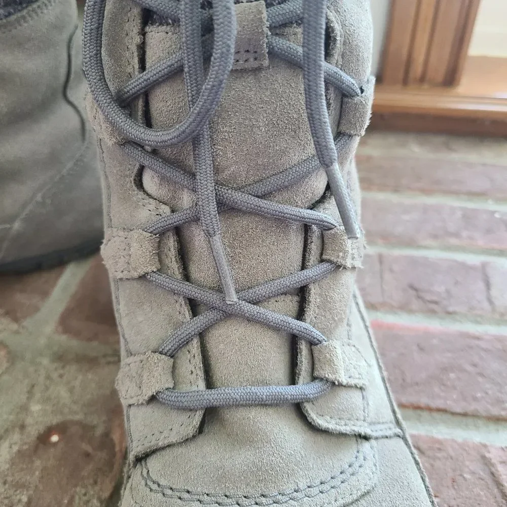 The North Face Nuptse Purna II Gray Women's Winter Boots Suede Faux Fur Size 9